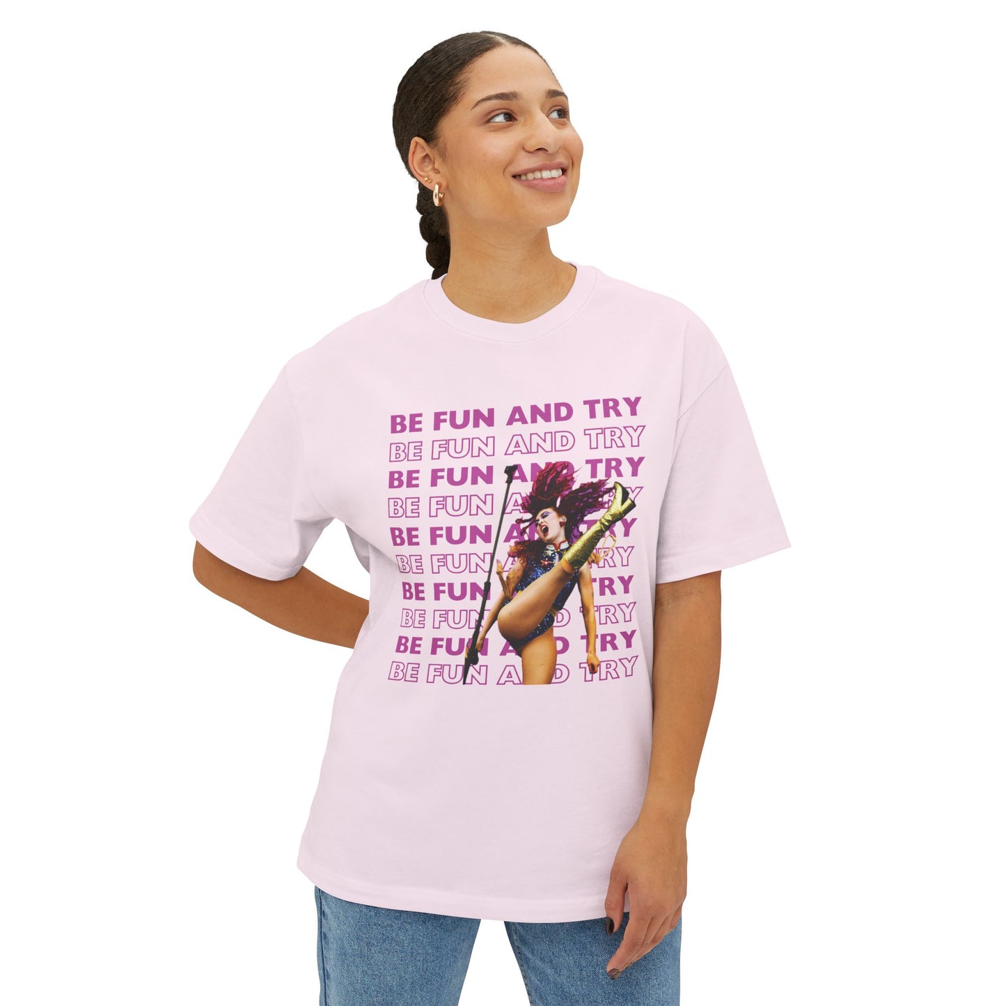 "BE FUN AND TRY" Chappell Roan Oversized Boxy Tee