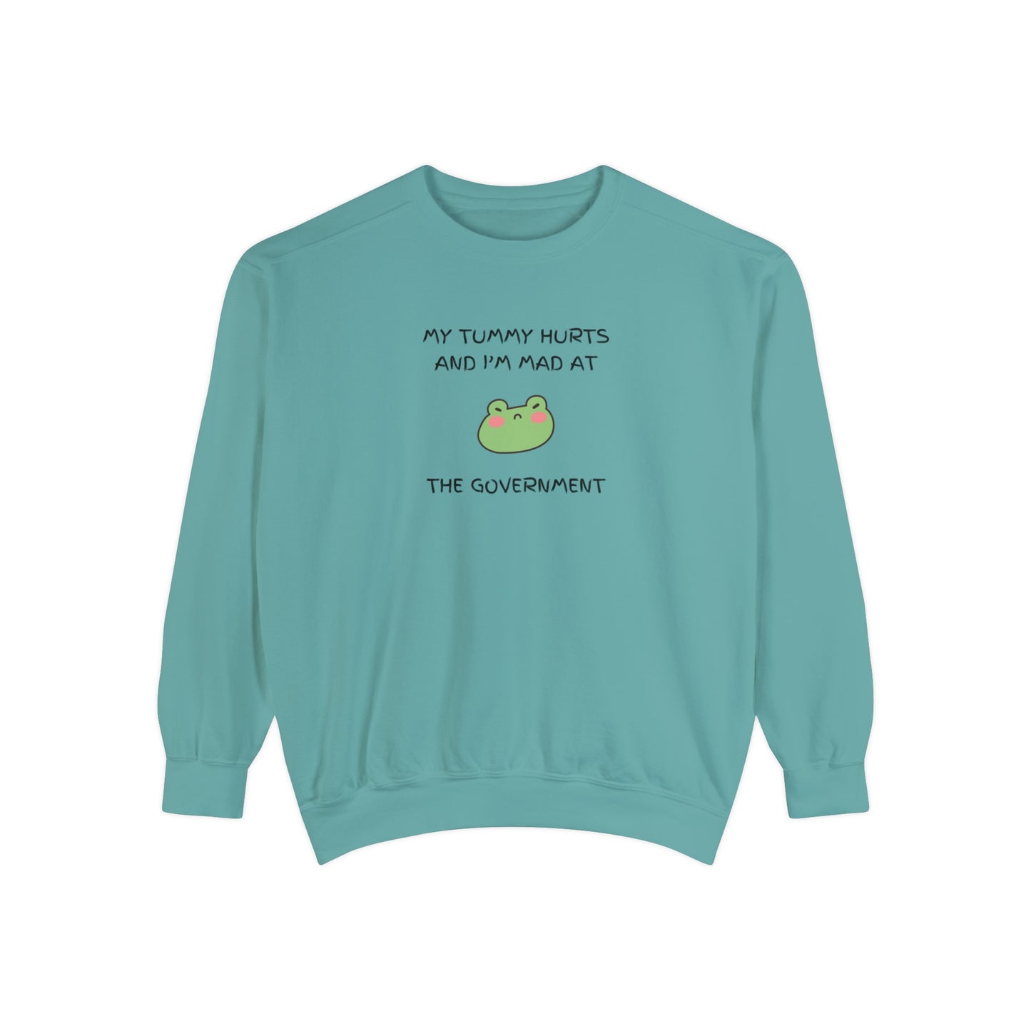 "My Tummy Hurts and I'm Mad At The Government" Grumpy Froggy - Crewneck Sweatshirt