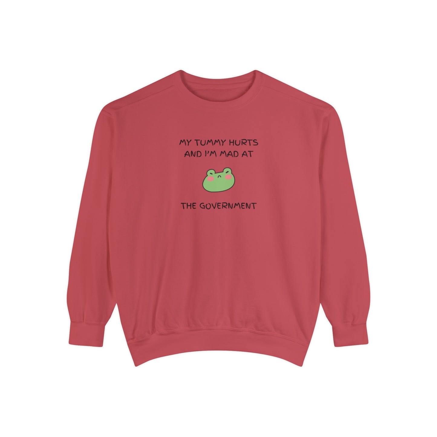 "My Tummy Hurts and I'm Mad At The Government" Grumpy Froggy - Crewneck Sweatshirt