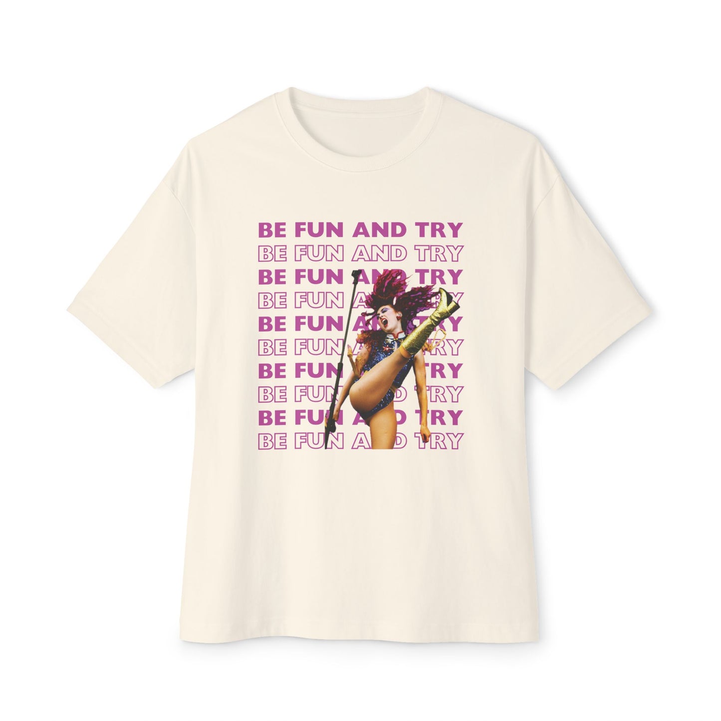 "BE FUN AND TRY" Chappell Roan Oversized Boxy Tee