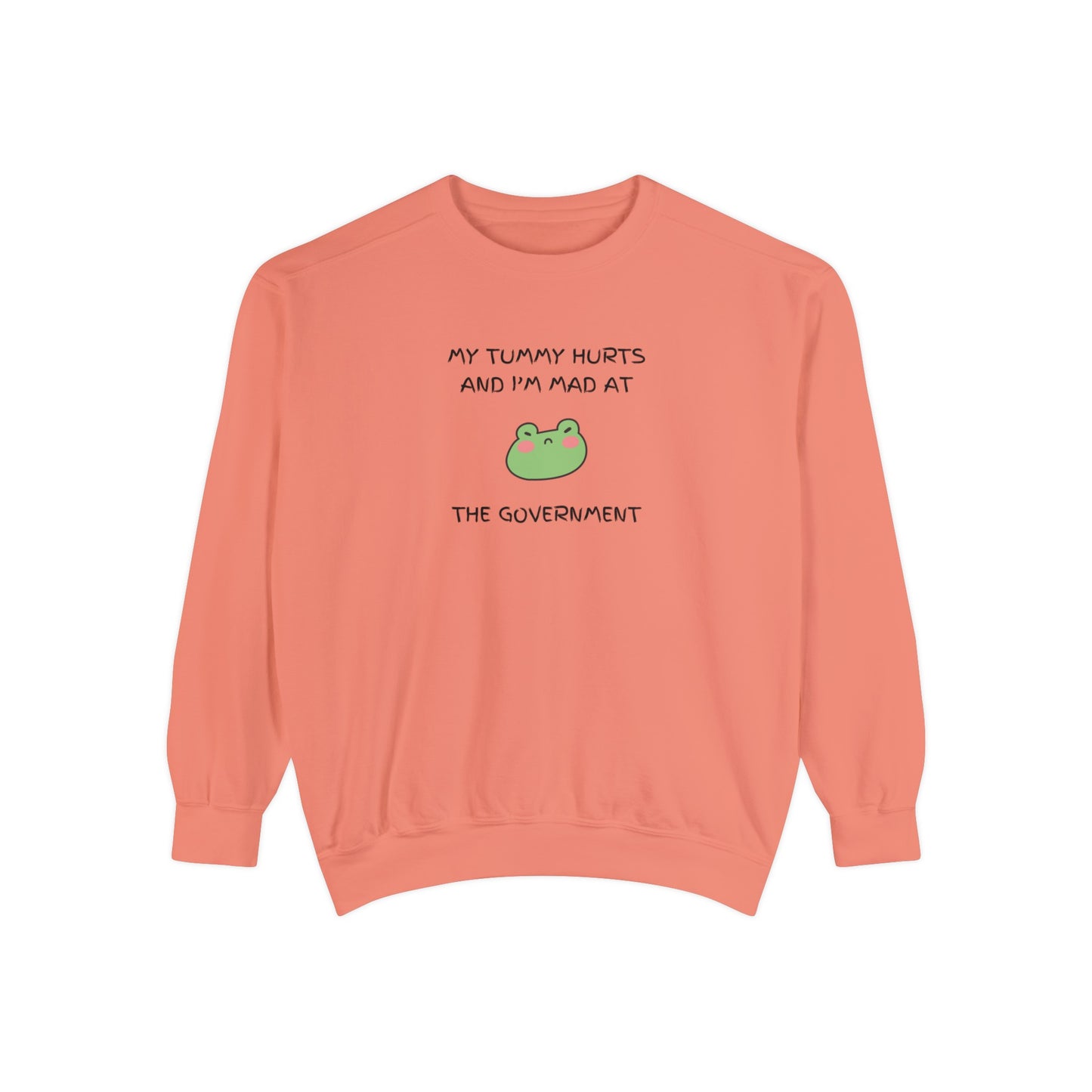 "My Tummy Hurts and I'm Mad At The Government" Grumpy Froggy - Crewneck Sweatshirt