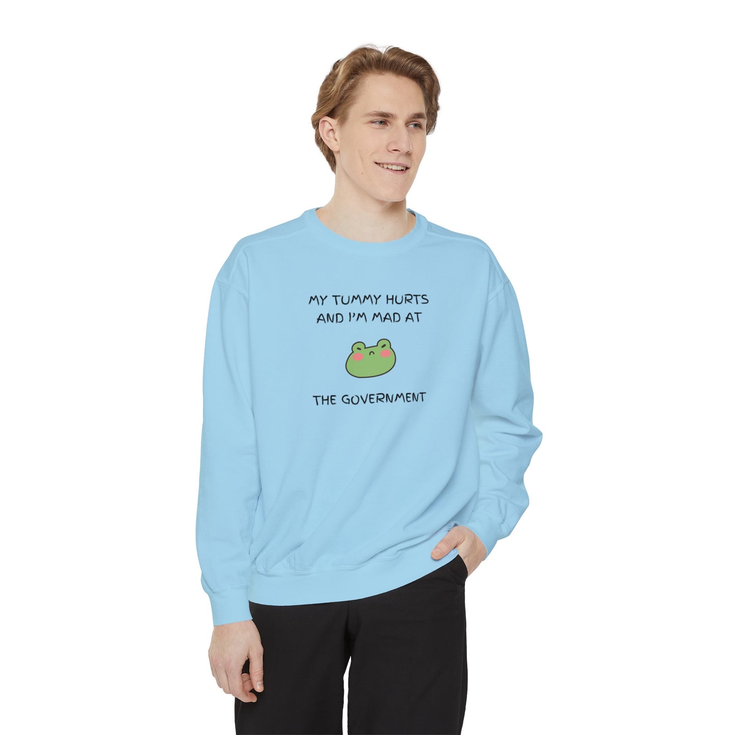 "My Tummy Hurts and I'm Mad At The Government" Grumpy Froggy - Crewneck Sweatshirt