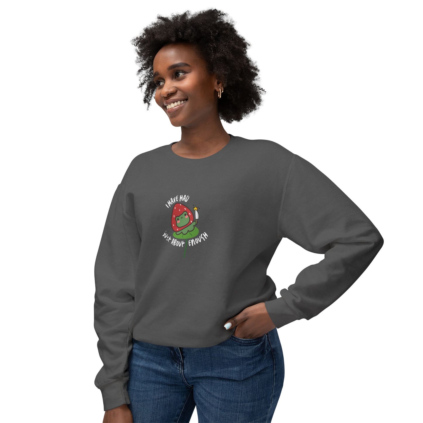 I Have Had Just About Enough, Strawberry Frog - Lightweight Crewneck Sweatshirt