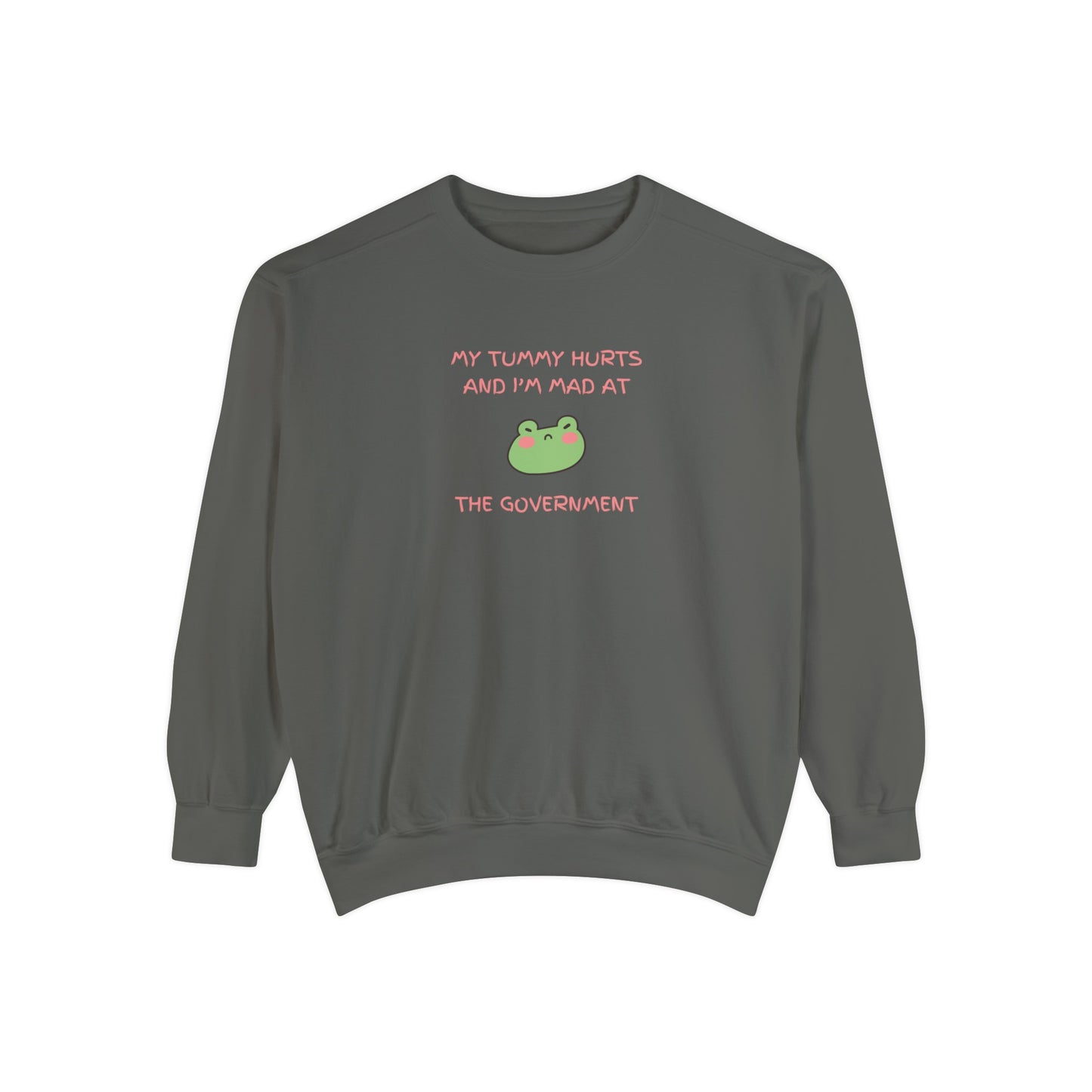 "My Tummy Hurts and I'm Mad At The Government" Grumpy Froggy - Crewneck Sweatshirt