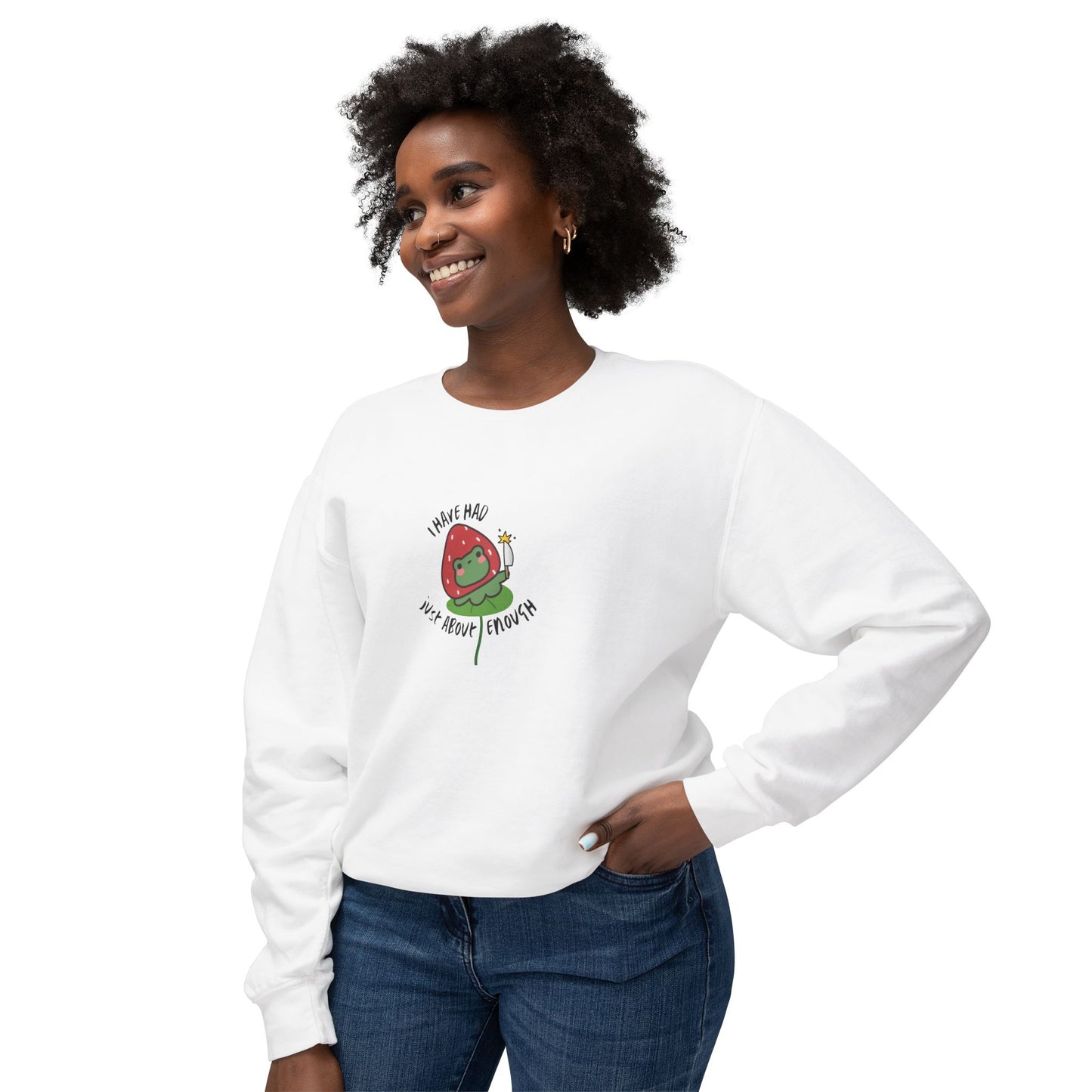 I Have Had Just About Enough, Strawberry Frog - Lightweight Crewneck Sweatshirt