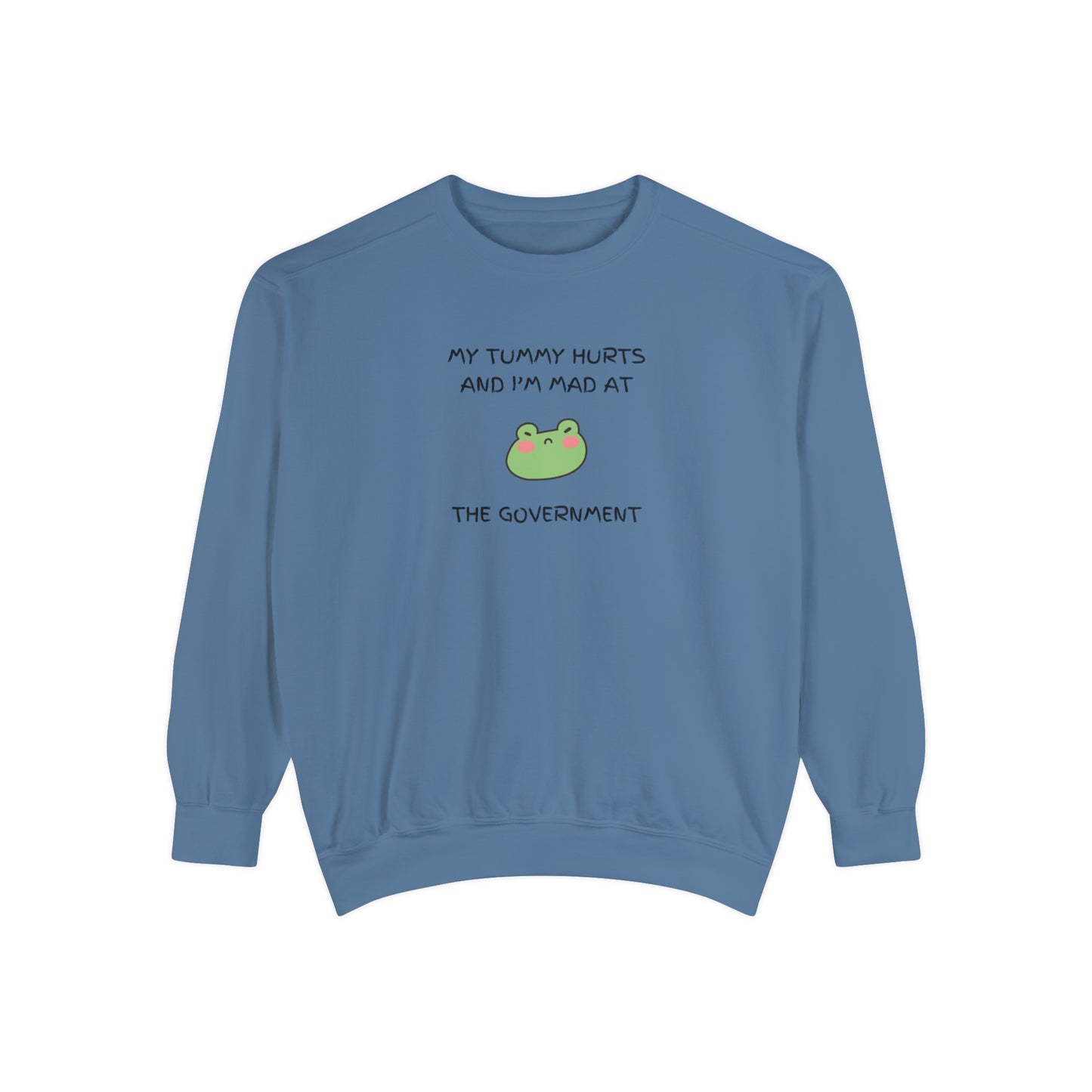 "My Tummy Hurts and I'm Mad At The Government" Grumpy Froggy - Crewneck Sweatshirt