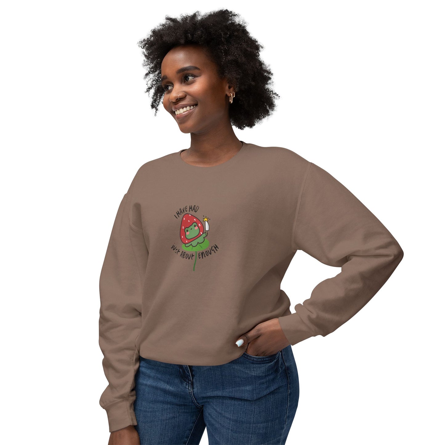 I Have Had Just About Enough, Strawberry Frog - Lightweight Crewneck Sweatshirt