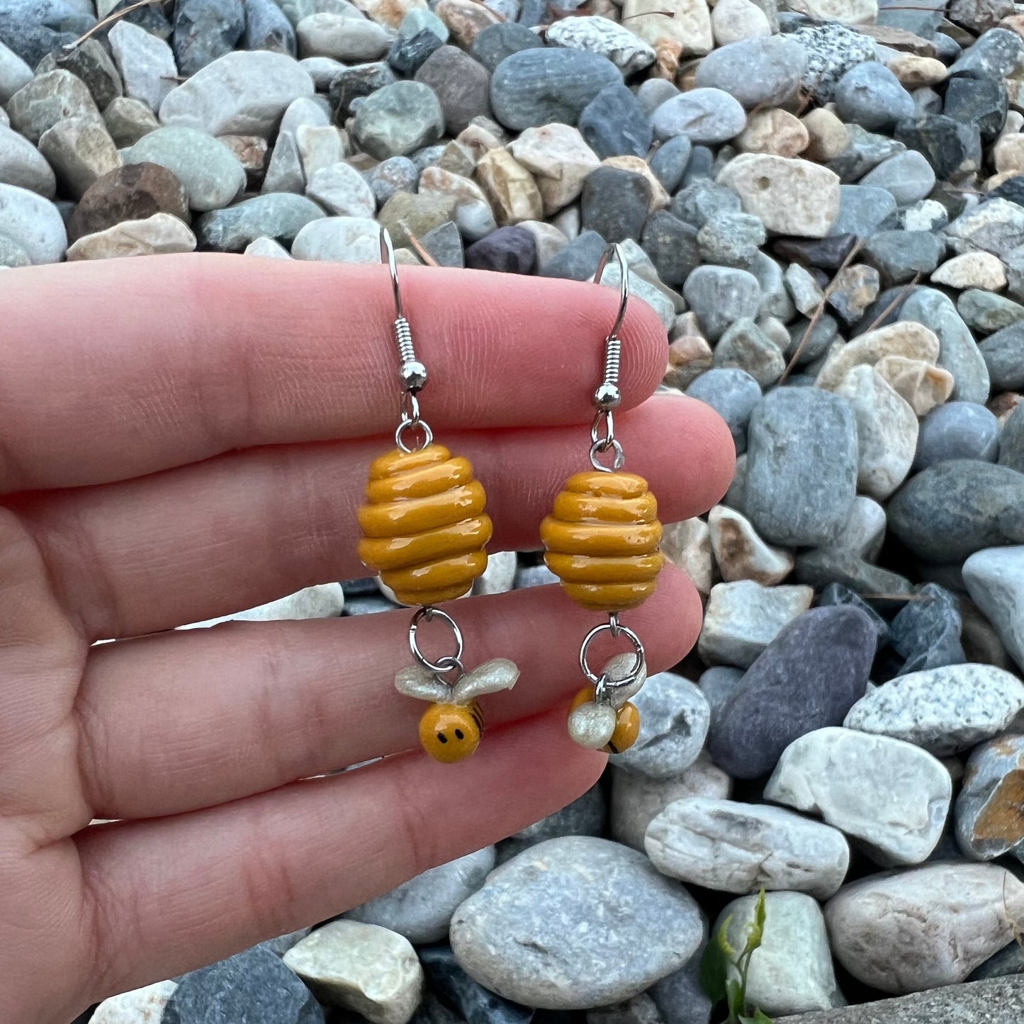 Miniature Beehive & Bee Earrings