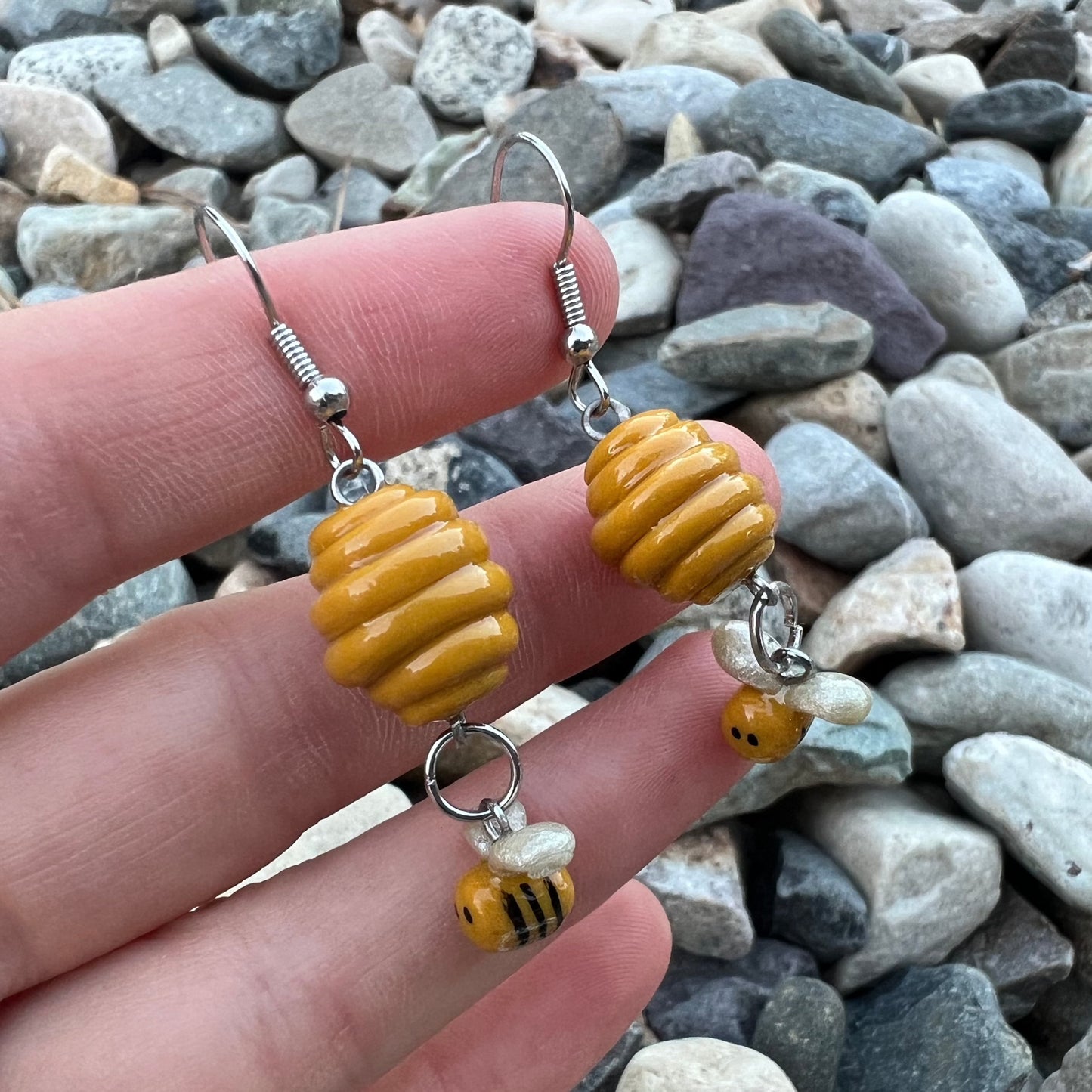 Miniature Beehive & Bee Earrings