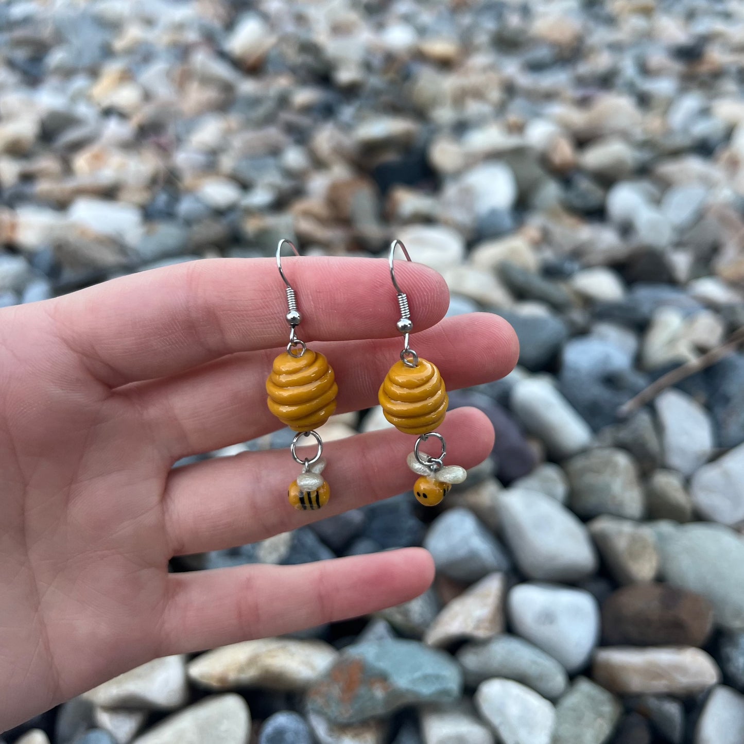 Miniature Beehive & Bee Earrings