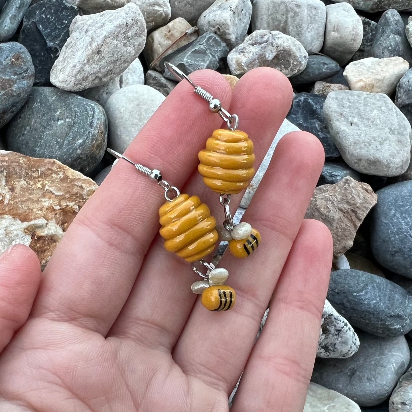 Miniature Beehive & Bee Earrings